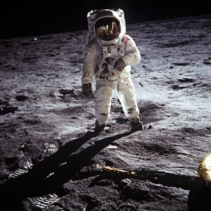 Buzz Aldrin on the moon, taken with Hasselblad 500 EL